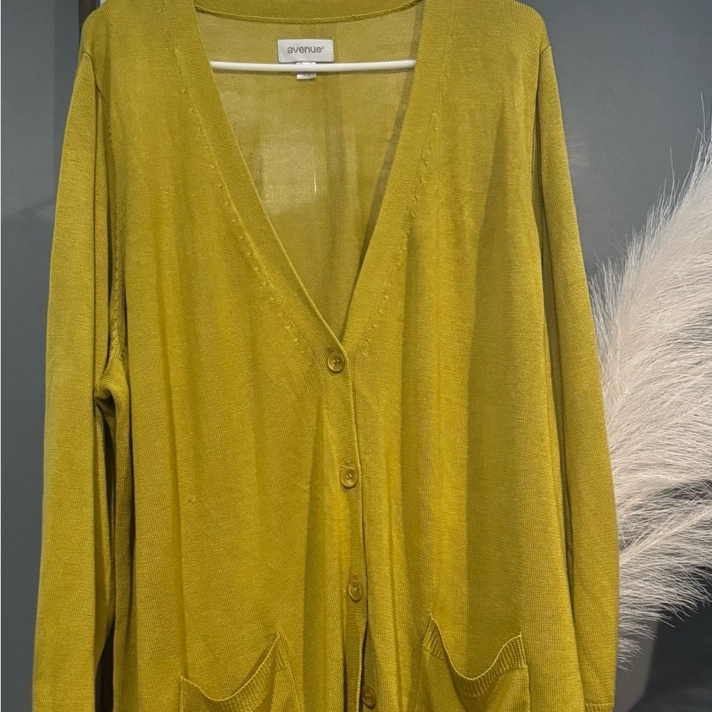 Avenue Yellow Knit Cardigan Sweater - Picture 2 of 6
